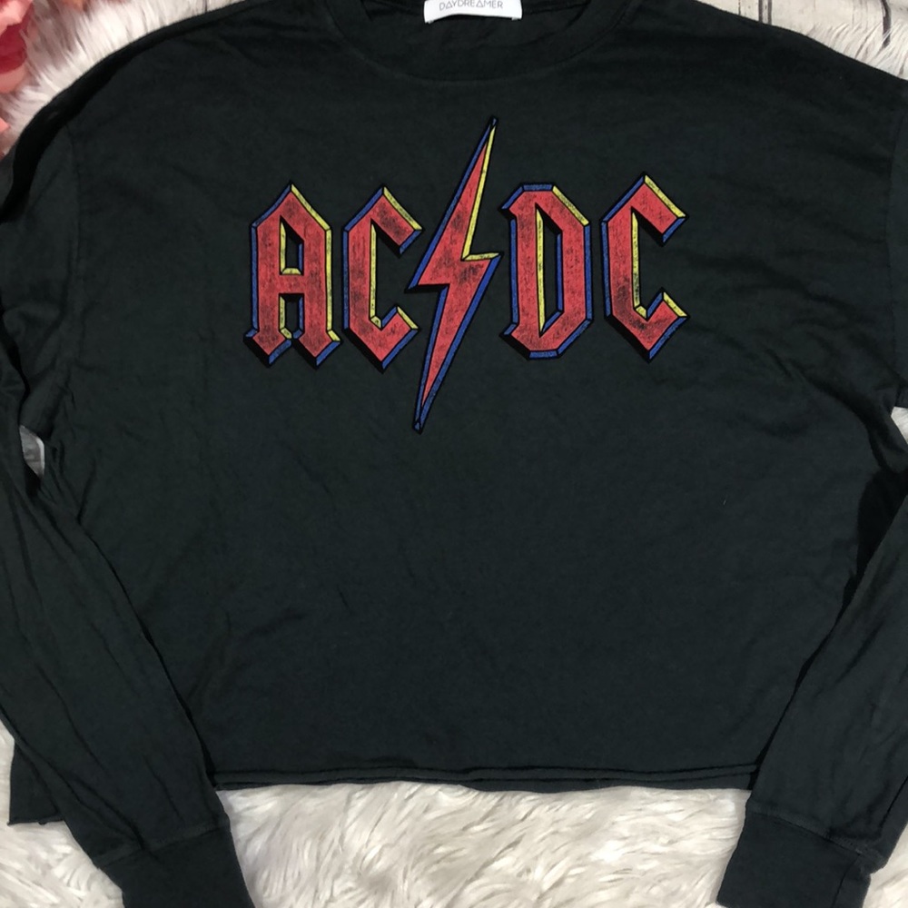 Daydreamer AC/DC Graphic Crop Band Long Sleeve Top - Picture 8 of 12